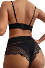 Siyah Fantezi Seksi Dantel Detaylı Şort Takımı