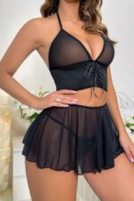 Siyah Fantezi Seksi Transparan Büstiyer Takımı