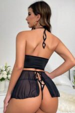 Siyah Fantezi Seksi Transparan Büstiyer Takımı