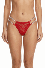 Kırmızı Fantezi Seksi Dantelli Taş Detaylı Slip Külot MBU-9003