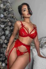 Kırmızı Fantezi Seksi Dantelli Yılbaşı Şapkalı Jartiyer Takımı BM7000-S10