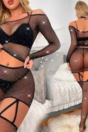 Siyah Fantezi Seksi File Vücut Çorabı AVMJB74D8C