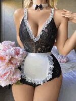 İçgiyimist Fantezi Seksi Özel Bölgesi Açık Dantelli Transparan Hizmetçi Kostümü ACLB-15010