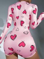 İçgiyimist Pembe Kalp Desenli Tulum Pijama ACLB-F201